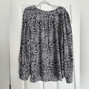 LOFT Navy and White Paisley Blouse